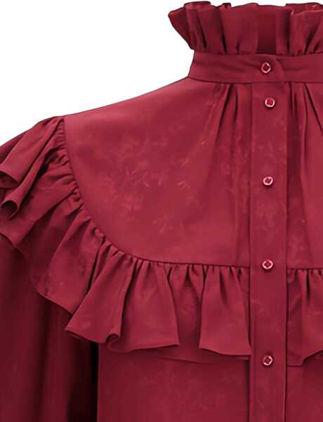 Bluze Saint Laurent Silk Blouse with ruffles AMARANTH Femei (BM 18722770) 3