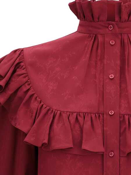 Bluze Saint Laurent Silk Blouse with ruffles AMARANTH Femei (BM 18722770) 4
