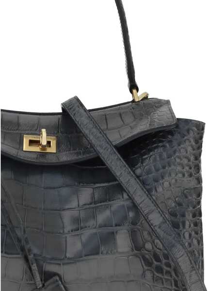 Genti de umar Balenciaga Rodeo Shoulder Bag in crocodile-print leather VOLCANIC ROCK Femei (BM 18722797) 4