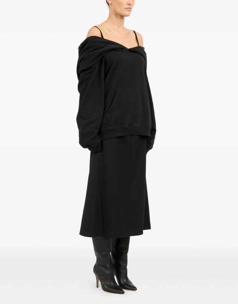 Bluze de trening MM6 Maison Margiela Cotton Sweatshirt with dropped shoulders BLACK Femei (BM 18723040) 3