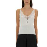 Bluze Ribbed Knit Top With Lace Femei