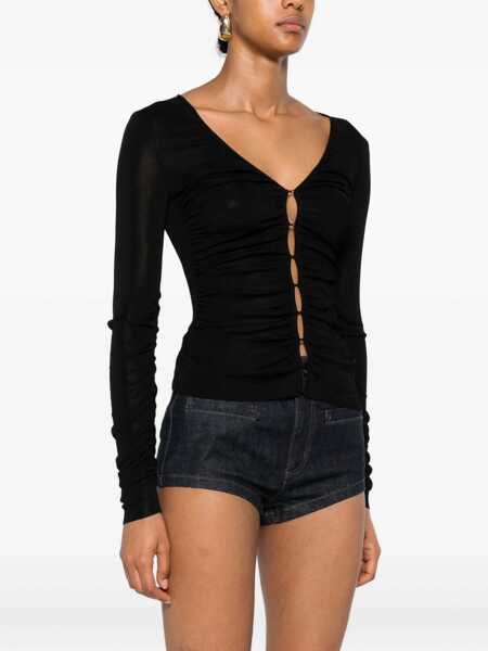 Bluze Self-Portrait Viscose Knit Top BLACK Femei (BM 18723439) 3