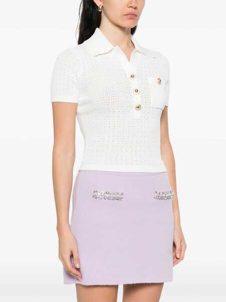 Bluze Self-Portrait Perforated Knit Top WHITE Femei (BM 18723466) 3