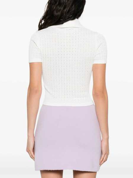 Bluze Self-Portrait Perforated Knit Top WHITE Femei (BM 18723466) 4