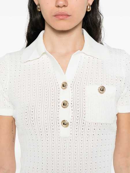 Bluze Self-Portrait Perforated Knit Top WHITE Femei (BM 18723466) 5