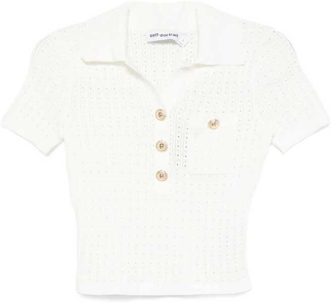 Bluze Self-Portrait Perforated Knit Top WHITE Femei (BM 18723466) 1