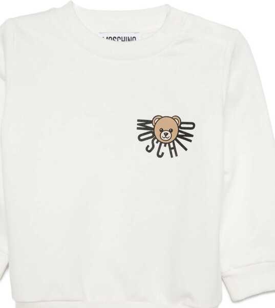 Hanorace Moschino Hoodless Sweatshirt With Logo WHITE Baieti (BM 18723484) 2