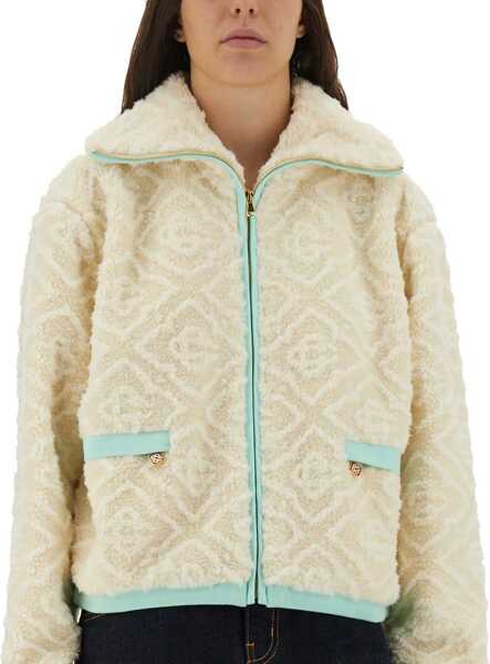 Sacouri office Casablanca Monogrammed Fleece Jacket WHITE Femei (BM 18723538) 4