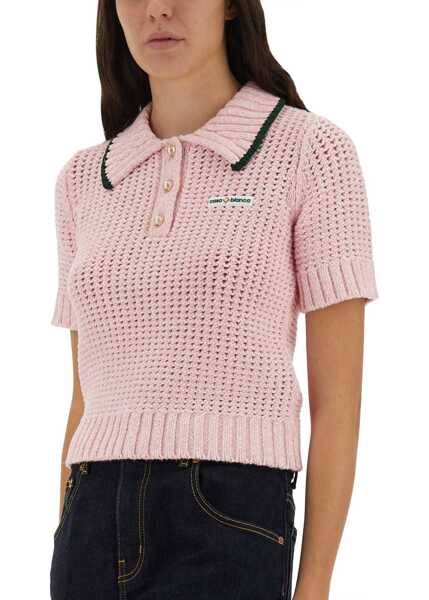 Tricouri Polo Casablanca Cotton Moulin Polo Shirt PINK Femei (BM 18723556) 4