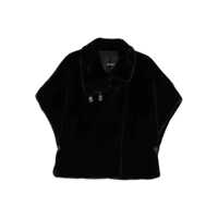 Geci Black High Collar Hood With Strap Closure In Eco Fur Woman Femei