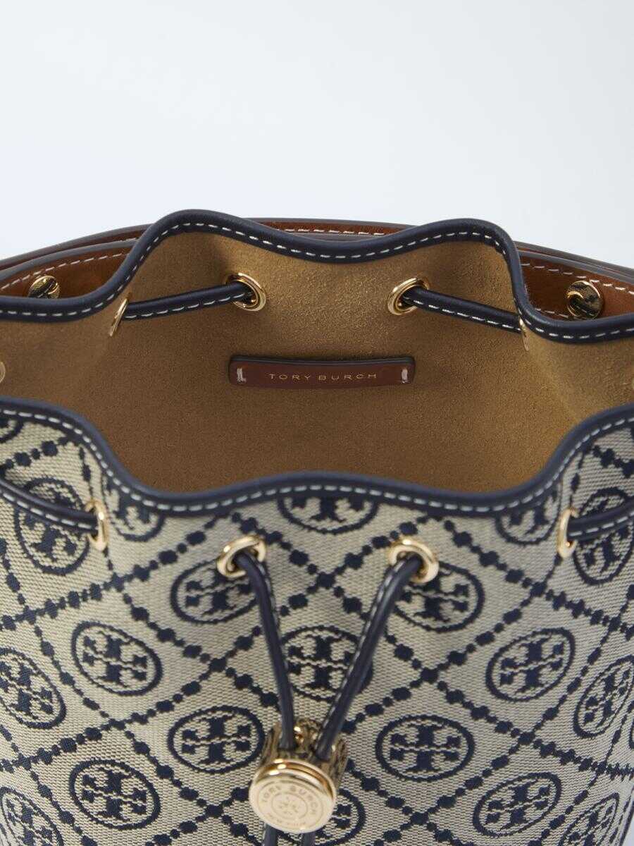 Genti de mana Tory Burch T Monogram Bucket Bag Mini BLUE Femei (BM 18725298) 4