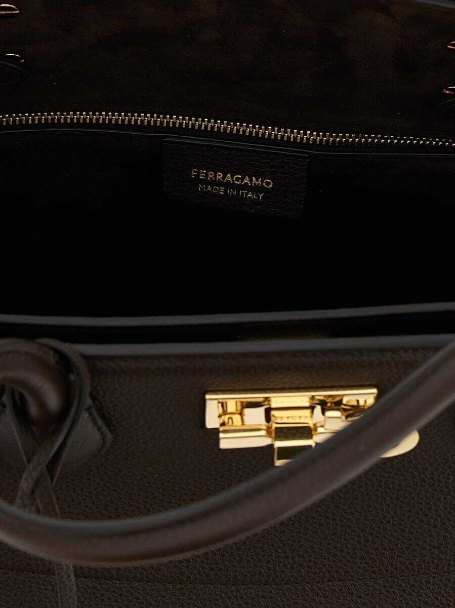 Genti de mana Salvatore Ferragamo Salvatore Ferragamo New Ferragamo Studio Soft L Handbag BROWN Femei (BM 18725631) 4