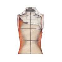 Topuri Jean Paul Gaultier White Tulle Tank Top With "Fire" Print And Draped Lining Femei