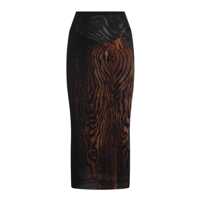 Fuste Jean Paul Gaultier Wood-Pattern Draped Long Skirt Femei