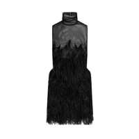 Rochii THE ATTICO The Attico Black Feather-Embroidered Tulle Mini Dress
