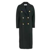 Paltoane Green Double-Breasted  Coat With Wide Notched Revers In Wool Woman Femei