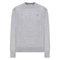 Pulovere Grey Crew Neck Sweater With Embroidered Logo On The Front In Wool Man Barbati