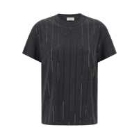 Tricouri Brunello Cucinelli 'Dazzling Chalk Stripe Embroidery' T-Shirt Femei