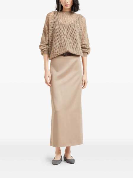 Fuste Brunello Cucinelli Brunello Cucinelli Column Long Skirt Beige Femei (BM 18728559) 2