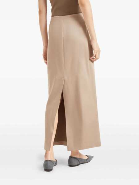 Fuste Brunello Cucinelli Brunello Cucinelli Column Long Skirt Beige Femei (BM 18728559) 4