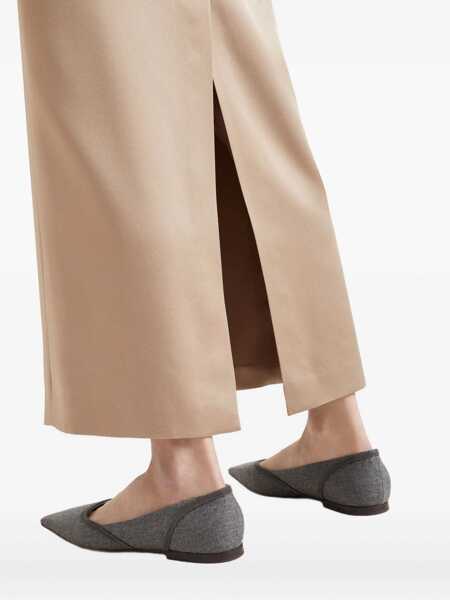 Fuste Brunello Cucinelli Brunello Cucinelli Column Long Skirt Beige Femei (BM 18728559) 5