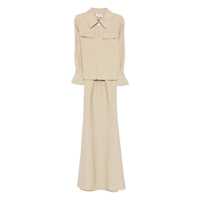 Rochii Self-Portrait Beige Twill Maxi Dress Clothing Femei