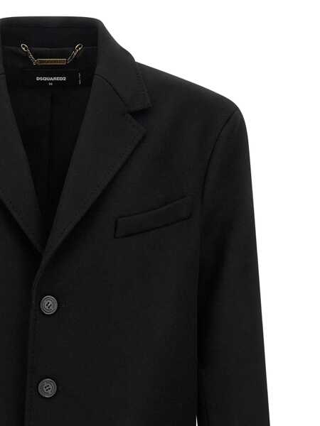 Geci DSQUARED2 DSQUARED2 Wool Coat Black Barbati (BM 18728961) 4
