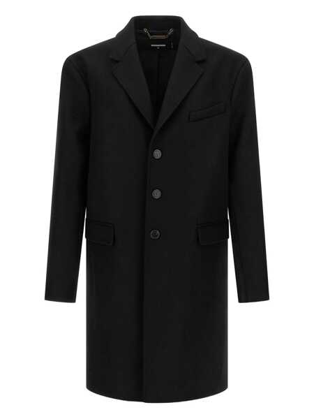 Geci DSQUARED2 DSQUARED2 Wool Coat Black Barbati (BM 18728961) 1