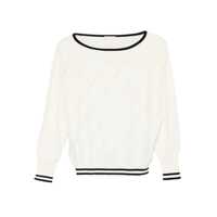 Pulovere Liu Jo White Boat-Neck Sweater Femei