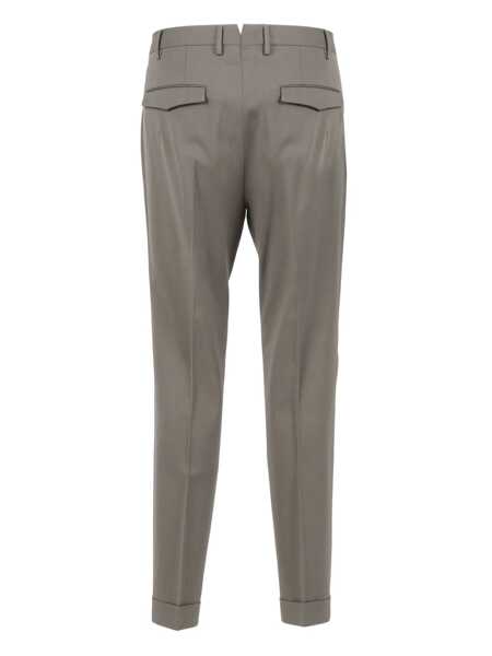 Pantaloni casual PT TORINO MASTER, 1 Pleat, Diagonal Pockets, Flap Back Pockets, Turn-Up Green Barbati (BM 18729543) 2