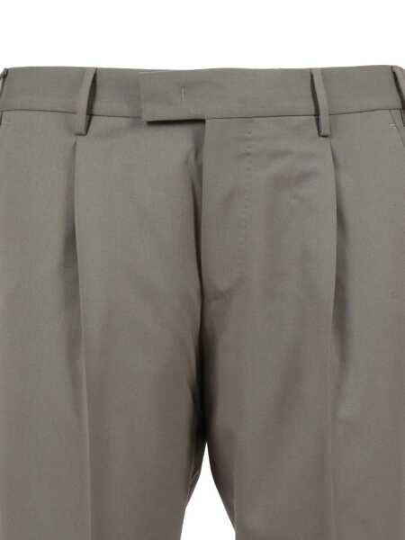 Pantaloni casual PT TORINO MASTER, 1 Pleat, Diagonal Pockets, Flap Back Pockets, Turn-Up Green Barbati (BM 18729543) 3