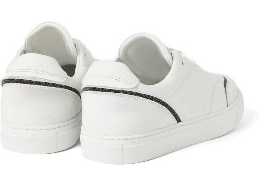 Sneakers Brunello Cucinelli Leather Sneakers with Shiny Details BLANCO Femei (BM 18729742) 3