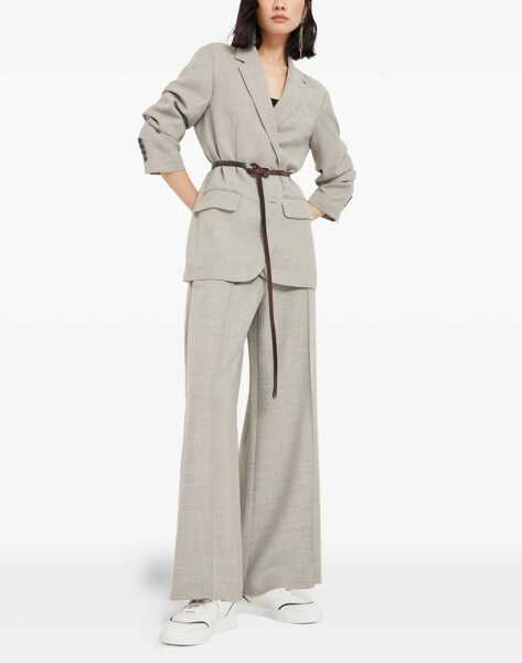 Sneakers Brunello Cucinelli Leather Sneakers with Shiny Details BLANCO Femei (BM 18729742) 5