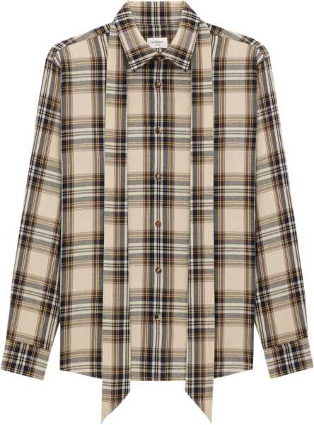 Camasi casual Saint Laurent Tartan lavallire Shirt CHARTREUSE Femei (BM 18729769) 3