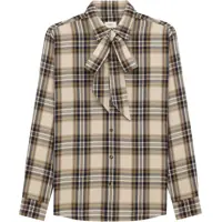 Camasi casual Tartan lavallière Shirt Femei