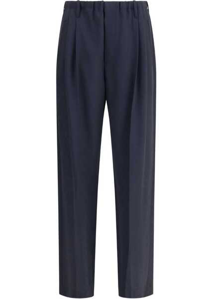 Pantaloni casual Brunello Cucinelli Virgin wool Trousers BLU Femei (BM 18729811) 1