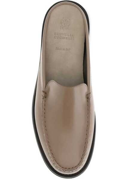 Mocasini Brunello Cucinelli Leather Mules NOCCIOLA Femei (BM 18729871) 3