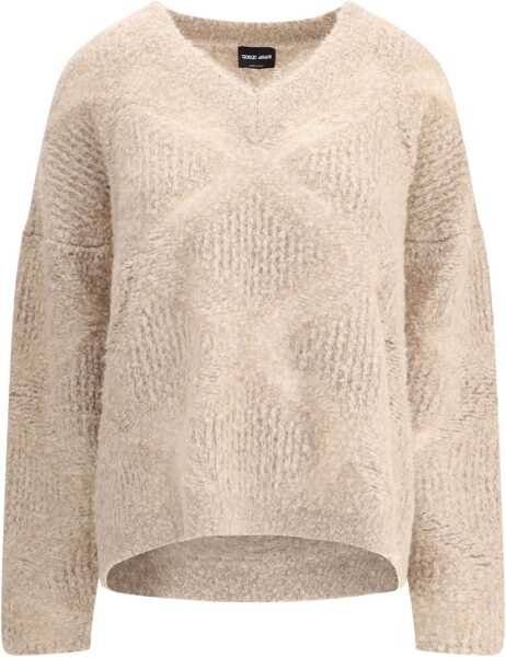 Pulovere Giorgio Armani V-neck cashmere and alpaca blend Sweater PURE CASHMERE Femei (BM 18729910) 1
