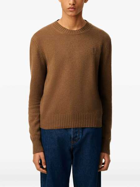 Pulovere AMI Paris Ami De Coeur Crew Neck Sweater BROWN Barbati (BM 18730312) 5