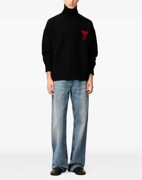 Pulovere AMI Paris Ami De Coeur Turtleneck Sweater BLACK Barbati (BM 18730321) 2