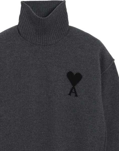 Pulovere AMI Paris Ami De Coeur Turtleneck Sweater GREY Barbati (BM 18730354) 2