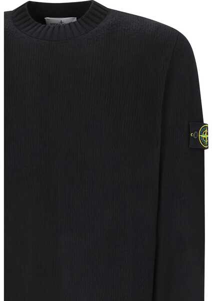Pulovere Stone Island Crew Neck Sweater With Brushed Texture. BLACK Barbati (BM 18730375) 3