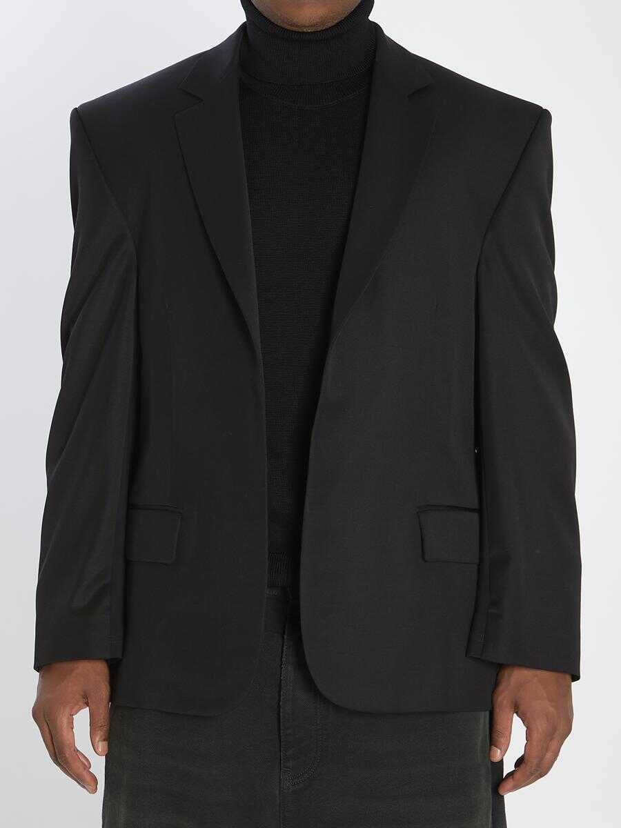 Geci Balenciaga Tailored Jacket In Twill And Jersey Black Barbati (BM 18731565) 1