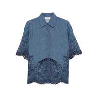 Camasi de blugi Zimmermann Coco Embroidered Denim Shirt Femei