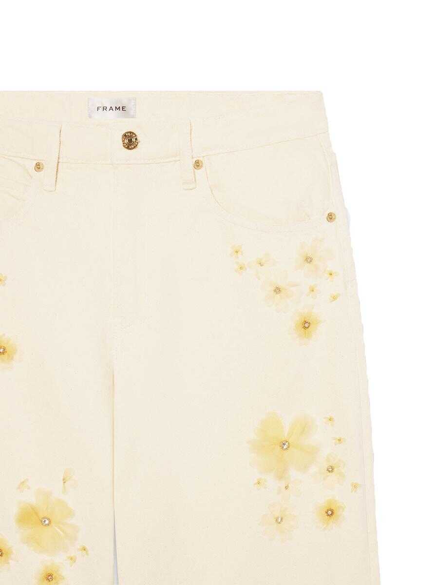 Blugi FRAME Frame Embellished Low Slung Barrel Jeans WHITE Femei (BM 18732009) 3