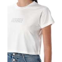 Tricouri MM6 Maison Margiela Dama - Tricouri MM6 Maison Margiela MM6 Maison Margiela Logo Print Cropped T-Shirt WHITE Femei (BM 18732465) - B-mall.ro