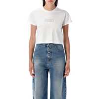 Tricouri MM6 Maison Margiela Logo Print Cropped T-Shirt Femei