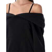 Topuri MM6 Maison Margiela Dama - Bluze de trening MM6 Maison Margiela MM6 Maison Margiela Off-Shoulder Hoodie Black Femei (BM 18732468) - B-mall.ro