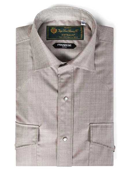 Camasi Franzese Collection Franzese Napoli Gianni Agnelli Model Shirt Beige Barbati (BM 18732645) 3