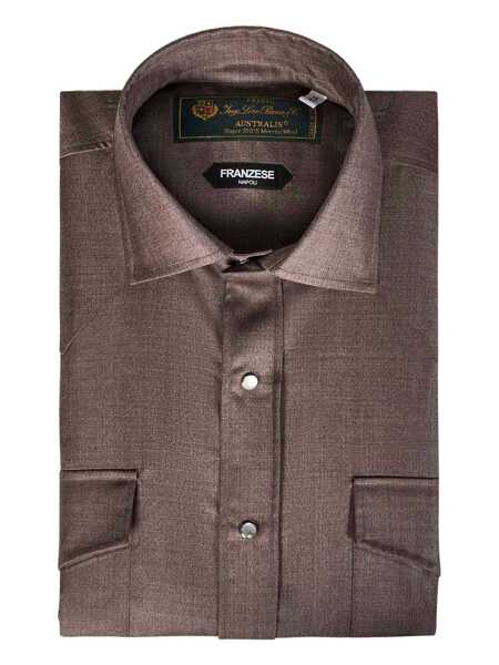 Camasi Franzese Collection Franzese Napoli Gianni Agnelli Model Shirt BROWN Barbati (BM 18732648) 3